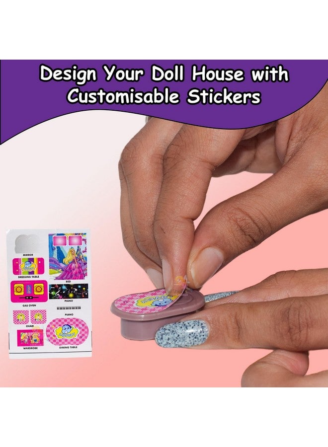 WISHKEY Plastic Doll House for Kids, Role Play Set Dolls House for Girls, Doll House Set with Accessories, Toy House for Girls, Made in India, Purple 3+ Years, (Pack of 1) - Image 5