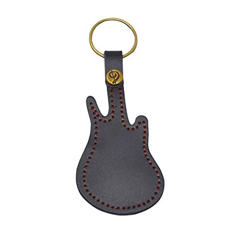 PUNK Leather Guitar Picks Case Guitar Pick Holders with Keyring Guitar Plectrums Bag for Guitar Pick Bag with 5Pcs Plectrums Gift(Black) - Image 4