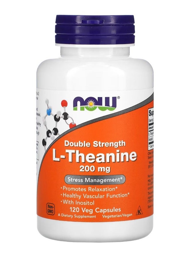 now Double Strength L-Theanine 200 Mg 120 Veg Capsules - Image 1