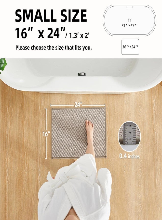 TYUU Bathroom Rugs Non Slip Washable, Super Absorbent Thin Bath Mat for Bathroom Small Quick Dry Low Pile Bathroom Rug, Beige 16"x24" - Image 2
