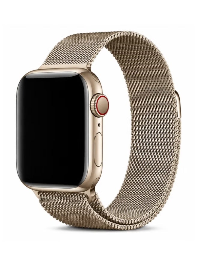 ELTRAZONE Magnetic Milanese Loop Band Compatible with Apple Watch Series 11/10/9/8/7/6/5/4/3/2/1 SE 3/2/1, Stainless Steel Mesh Strap, Adjustable Magnetic Closure, 38/40/41/42mm Starlight - Image 1