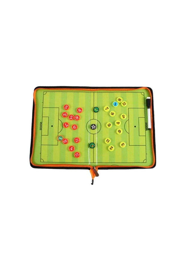 Soccer Coaching Board Set, Magnetic Tactical Strategy Portable with Dry Erase Marker Pen and Multicolor Leather Zipper Bag - Image 2