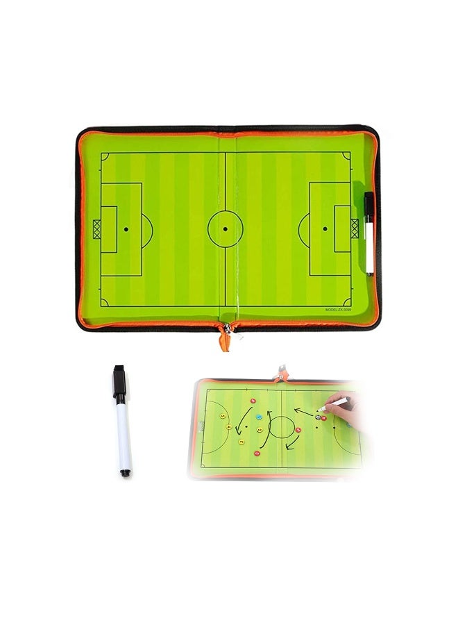 Soccer Coaching Board Set, Magnetic Tactical Strategy Portable with Dry Erase Marker Pen and Multicolor Leather Zipper Bag - Image 4