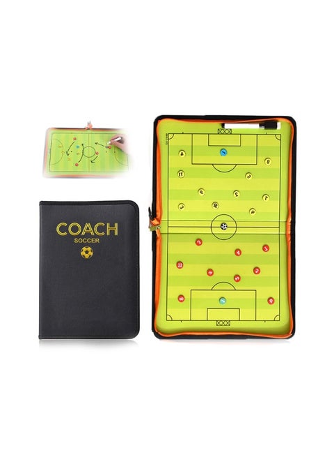 Soccer Coaching Board Set, Magnetic Tactical Strategy Portable with Dry Erase Marker Pen and Multicolor Leather Zipper Bag
