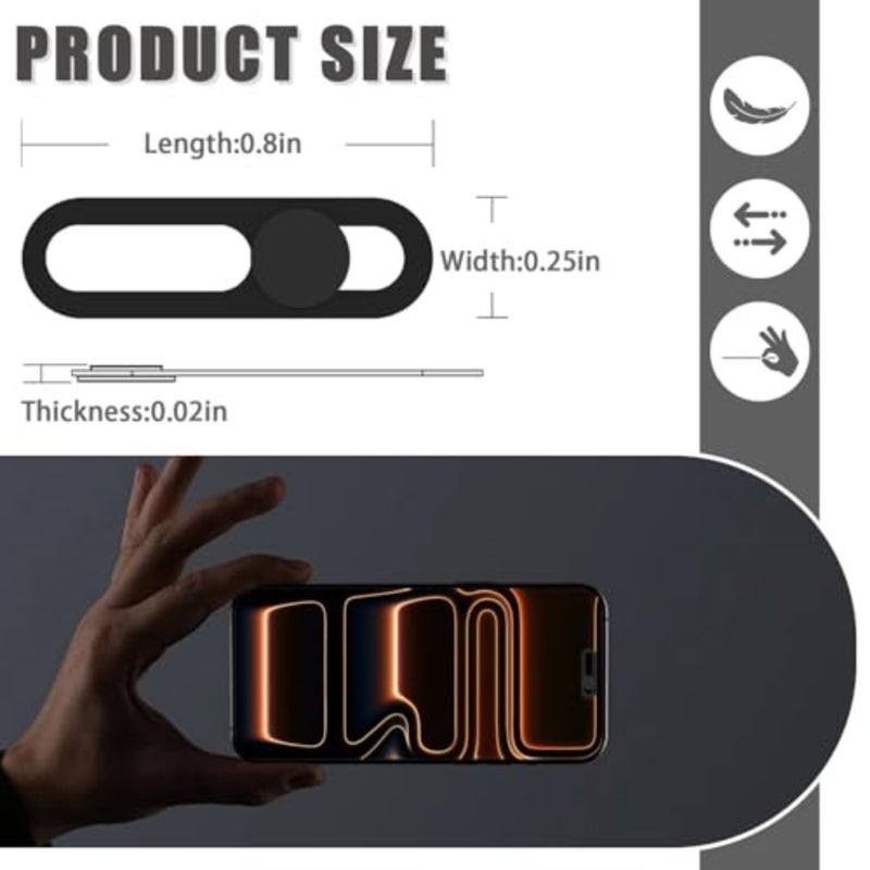 Front Camera Privacy Cover for iPhone 17 Series: Slim Sliding Webcam Shield in Black, Non-Blocking Design for Face ID Sensors 2 Pack - Image 3