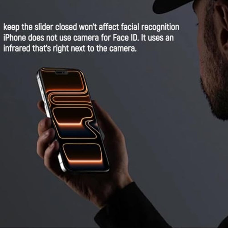 Front Camera Privacy Cover for iPhone 17 Series: Slim Sliding Webcam Shield in Black, Non-Blocking Design for Face ID Sensors 2 Pack - Image 4