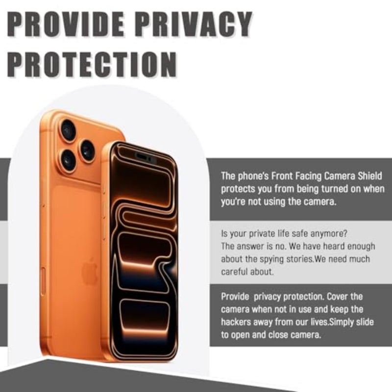 Front Camera Privacy Cover for iPhone 17 Series: Slim Sliding Webcam Shield in Black, Non-Blocking Design for Face ID Sensors 2 Pack - Image 2
