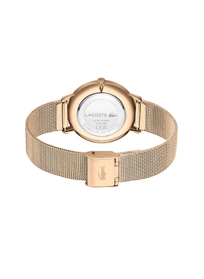 LACOSTE ساعة يد نسائية أنالوج دائرية الشكل باللون الذهبي 35 ملم - Image 4
