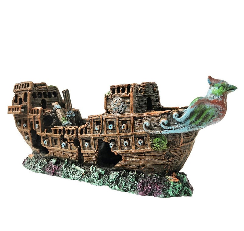 SLOCME Aquarium Pirate Ship Decorations Fish Tank Ornaments - Resin Material Shipwreck Decorations, Eco-Friendly for Freshwater Saltwater Aquarium Sunken Ship Accessories - Image 1