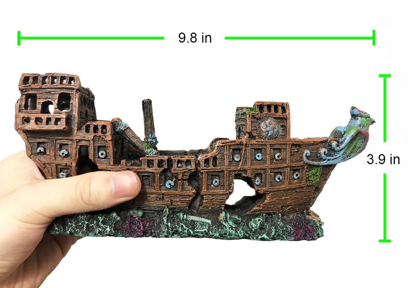 SLOCME Aquarium Pirate Ship Decorations Fish Tank Ornaments - Resin Material Shipwreck Decorations, Eco-Friendly for Freshwater Saltwater Aquarium Sunken Ship Accessories - Image 3