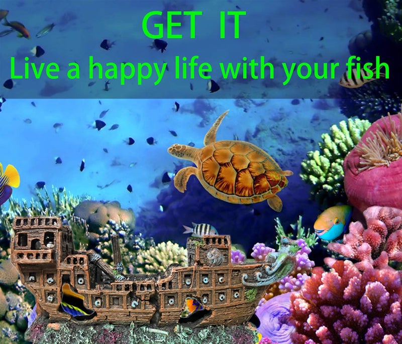 SLOCME Aquarium Pirate Ship Decorations Fish Tank Ornaments - Resin Material Shipwreck Decorations, Eco-Friendly for Freshwater Saltwater Aquarium Sunken Ship Accessories - Image 4