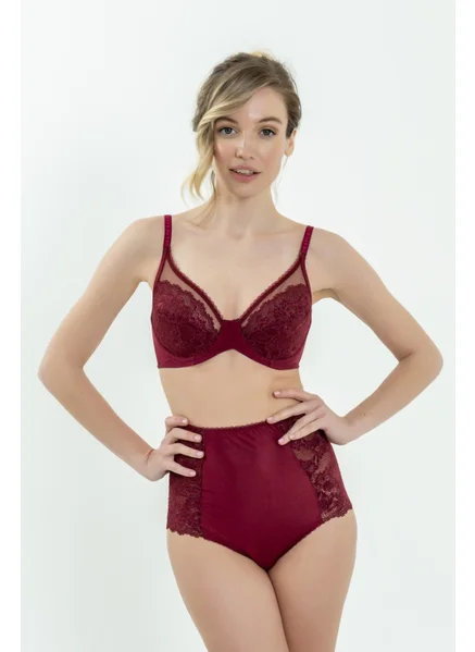 Magic Form 6689 Women's Burgundy Lace Hollow-out Minimizer Bra