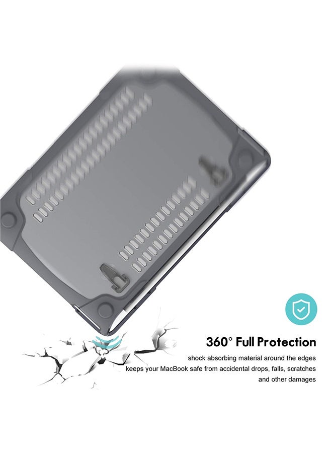 SUNDAREE ل MacBook Air 13 Inch Case 2022 2023 2024 M3 A3113 M2 A2681 مع معرف اللمس ، قذيفة صلبة من البلاستيك الثقيلة مع طية طية TPU وغطاء لوحة المفاتيح لـ MacBook Air 13 ، رمادي - Image 2