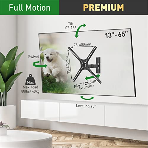 Barkan TV Wall Mount, 13-65 inch Full Motion Articulating - 3 Movement Flat/Curved Screen Bracket, Holds up to 88lbs, Patented, Fits LED OLED LCD - Image 2