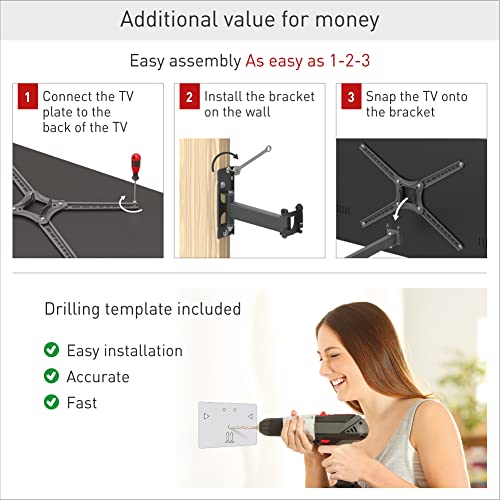 Barkan TV Wall Mount, 13-65 inch Full Motion Articulating - 3 Movement Flat/Curved Screen Bracket, Holds up to 88lbs, Patented, Fits LED OLED LCD - Image 4