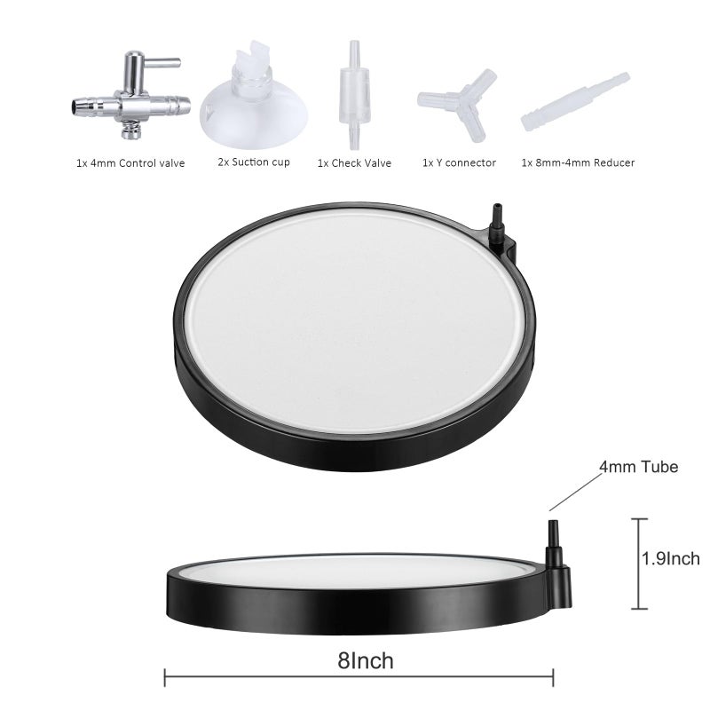 Carefree Fish Aquarium Nanometer Materials Air Stone Disk Fish Tank Hydroponics Bubble Stone Disc 1.4/2/4/6/8 Inchï¼ˆAir Pump Not Included - Image 2