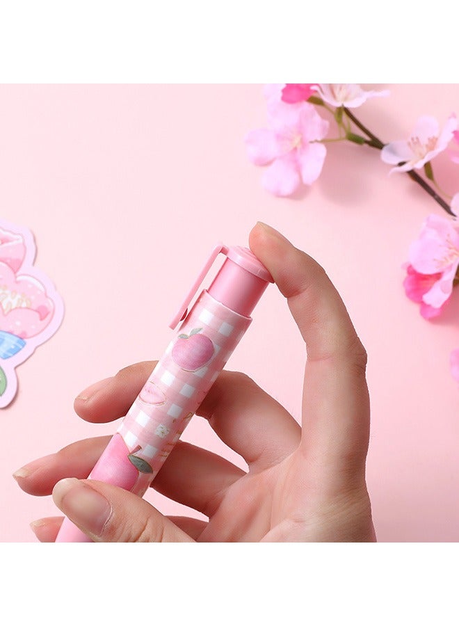 4 Pcs Retractable Erasers, Kawaii Rubber for Kids, Peach Pattern Push Pull Rubber Eraser for Students Writing Office School Supplies (Peach) - Image 5