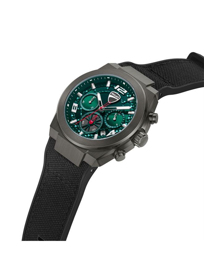 Ducati DT014 Green Dial Black Silicone-Nylon Strap Chronograph Watch for Men 41mm - Image 2