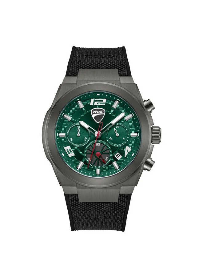 Ducati DT014 Green Dial Black Silicone-Nylon Strap Chronograph Watch for Men 41mm