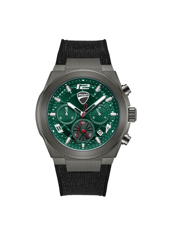 Ducati DT014 Green Dial Black Silicone-Nylon Strap Chronograph Watch for Men 41mm - Image 1