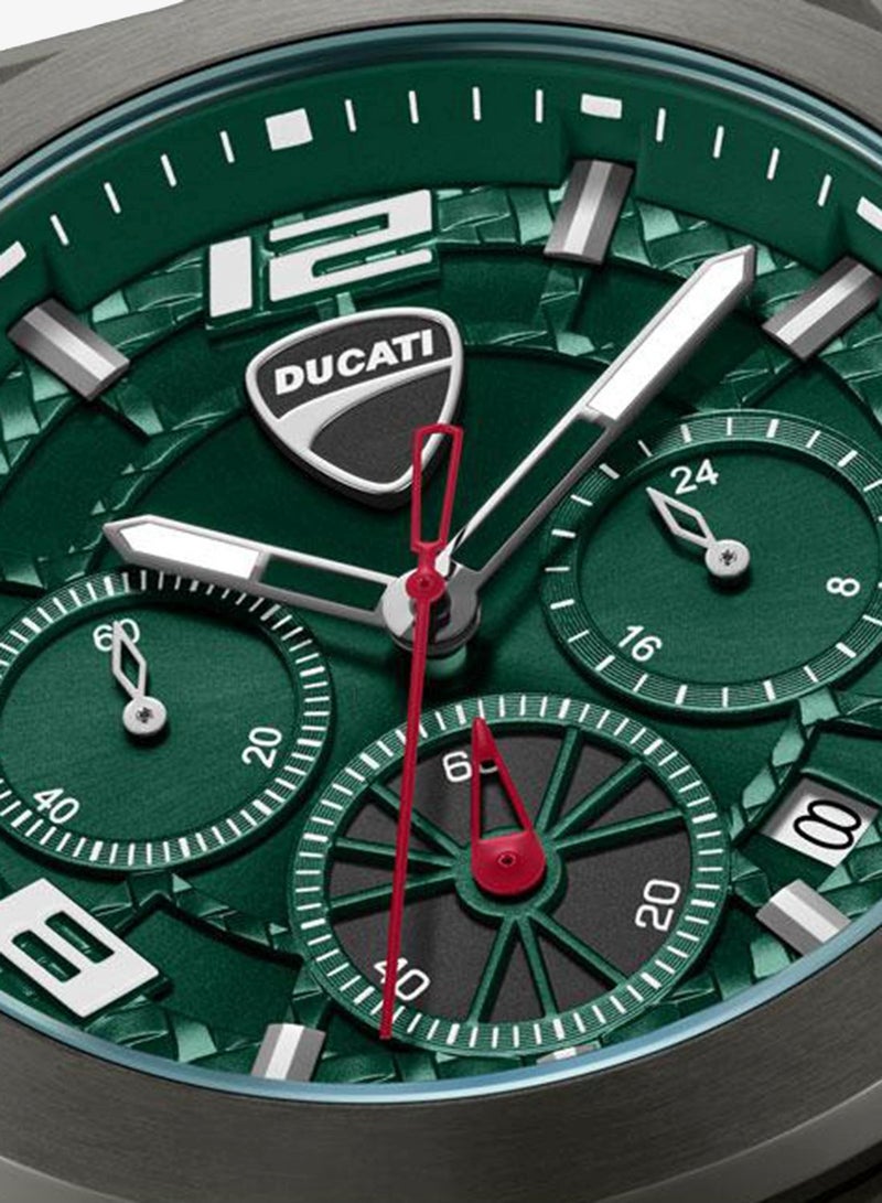 Ducati DT014 Green Dial Black Silicone-Nylon Strap Chronograph Watch for Men 41mm - Image 4