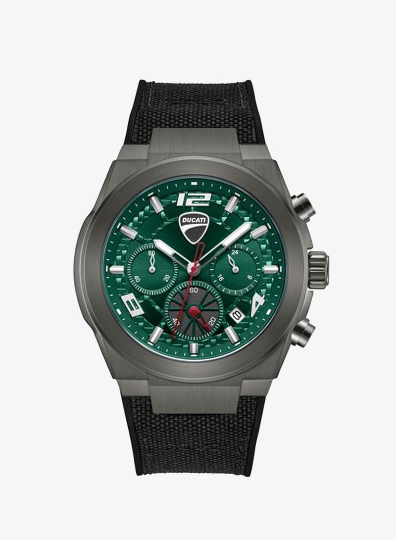 Ducati DT014 Green Dial Black Silicone-Nylon Strap Chronograph Watch for Men 41mm - Image 1