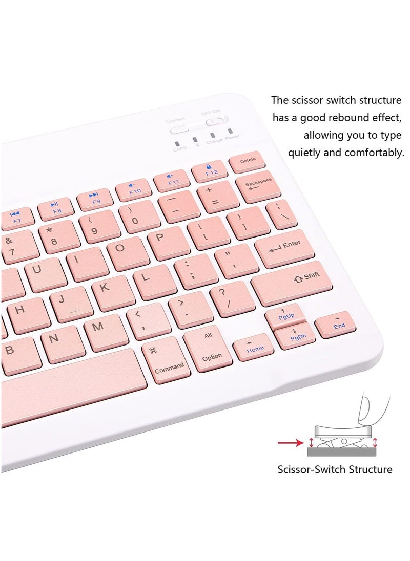 ELTRAZONE - Ultra-Slim Bluetooth Keyboard and Mouse Combo Rechargeable Portable Wireless Keyboard Mouse Set for Apple iPad iPhone iOS 13 and Above Samsung Tablet Phone (Pink) - Image 1