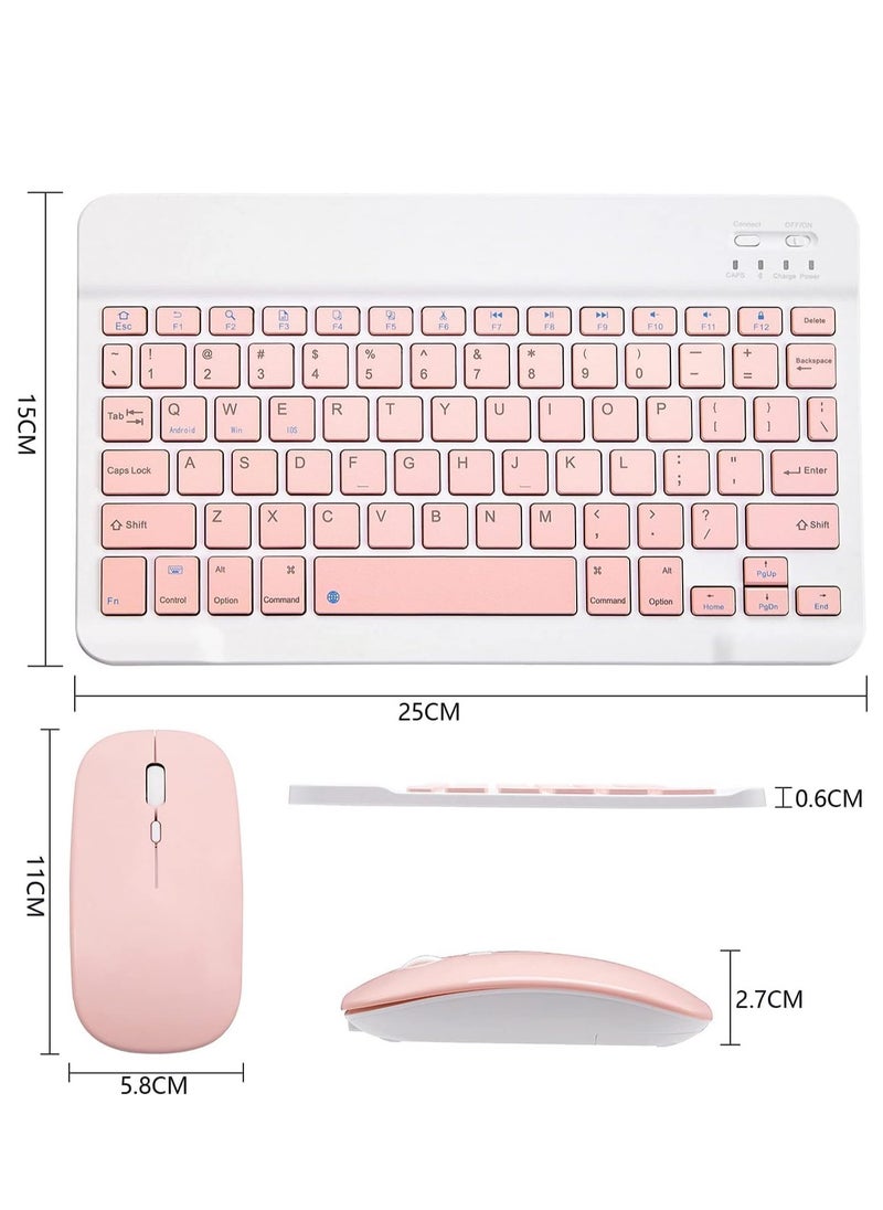 ELTRAZONE - Ultra-Slim Bluetooth Keyboard and Mouse Combo Rechargeable Portable Wireless Keyboard Mouse Set for Apple iPad iPhone iOS 13 and Above Samsung Tablet Phone (Pink) - Image 1