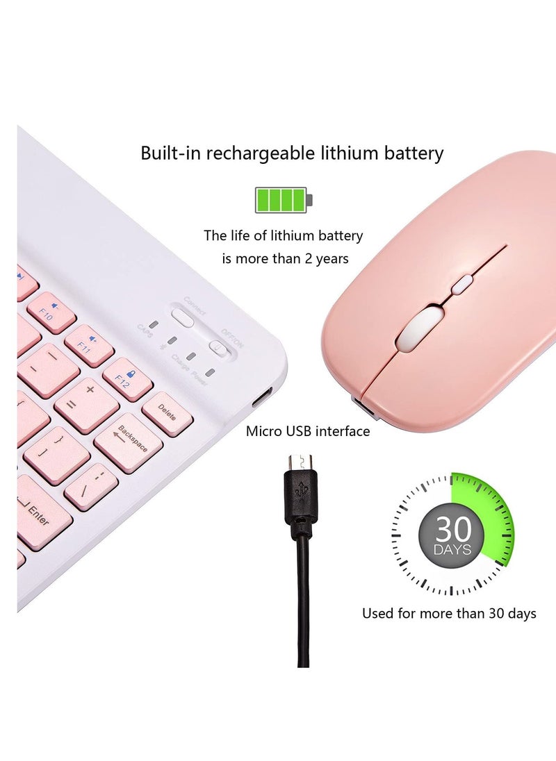 ELTRAZONE - Ultra-Slim Bluetooth Keyboard and Mouse Combo Rechargeable Portable Wireless Keyboard Mouse Set for Apple iPad iPhone iOS 13 and Above Samsung Tablet Phone (Pink) - Image 1