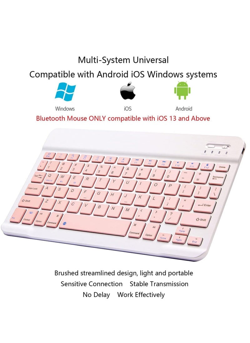 ELTRAZONE - Ultra-Slim Bluetooth Keyboard and Mouse Combo Rechargeable Portable Wireless Keyboard Mouse Set for Apple iPad iPhone iOS 13 and Above Samsung Tablet Phone (Pink) - Image 1