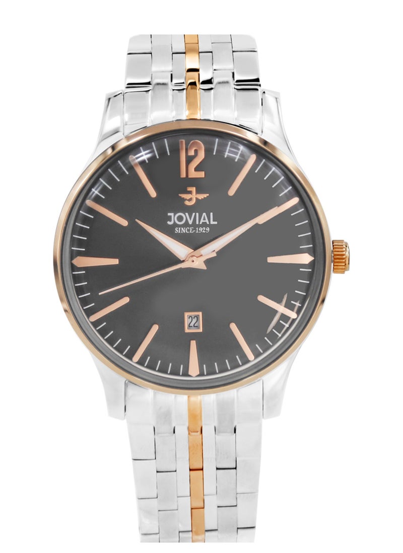 Jovial JOVIAL 5075GAMQ02E Men's metal band  Watch, 40mm, Grey Dial  - Image 1