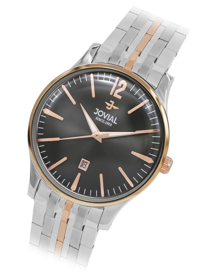 Jovial JOVIAL 5075GAMQ02E Men's metal band  Watch, 40mm, Grey Dial  - Image 2