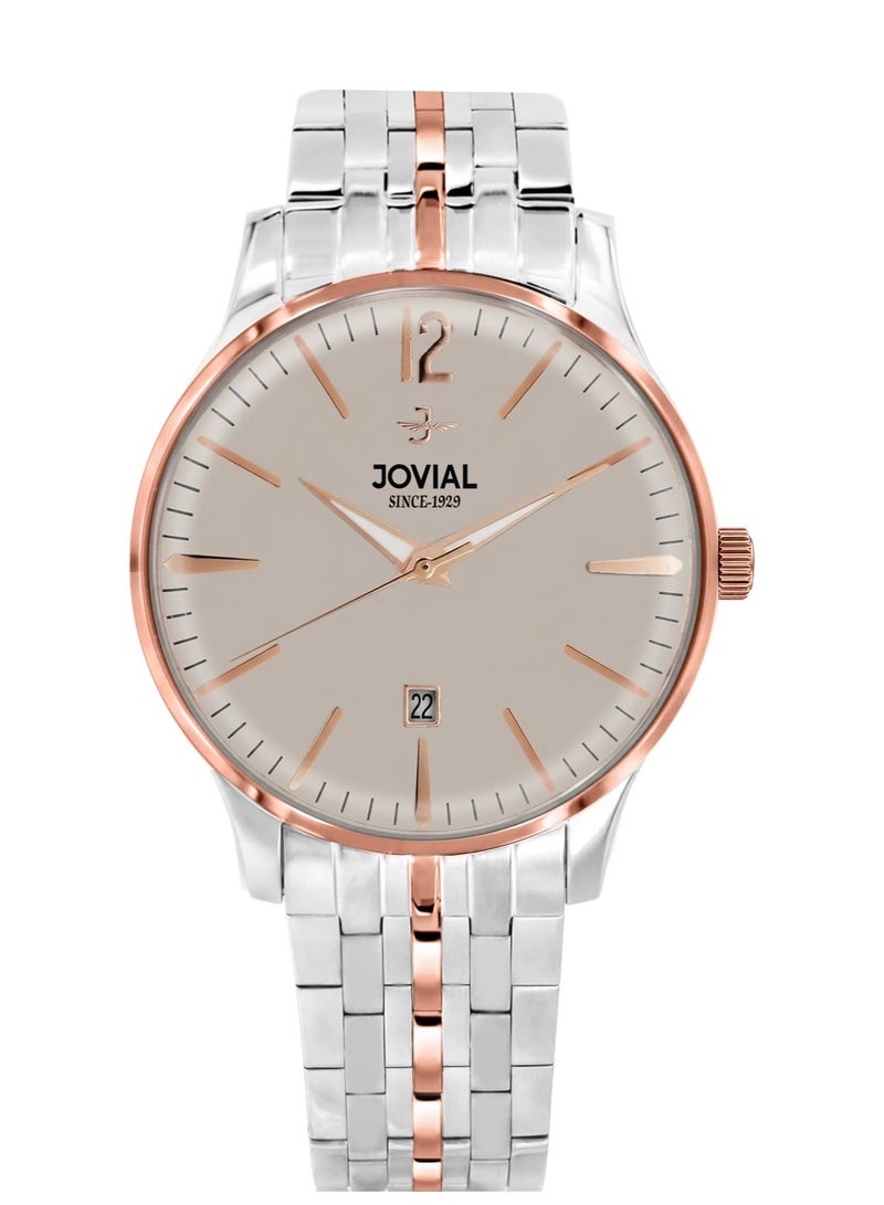 JOVIAL 5075GAMQ02E Men's metal band  Watch, 40mm, Grey Dial - Image 1