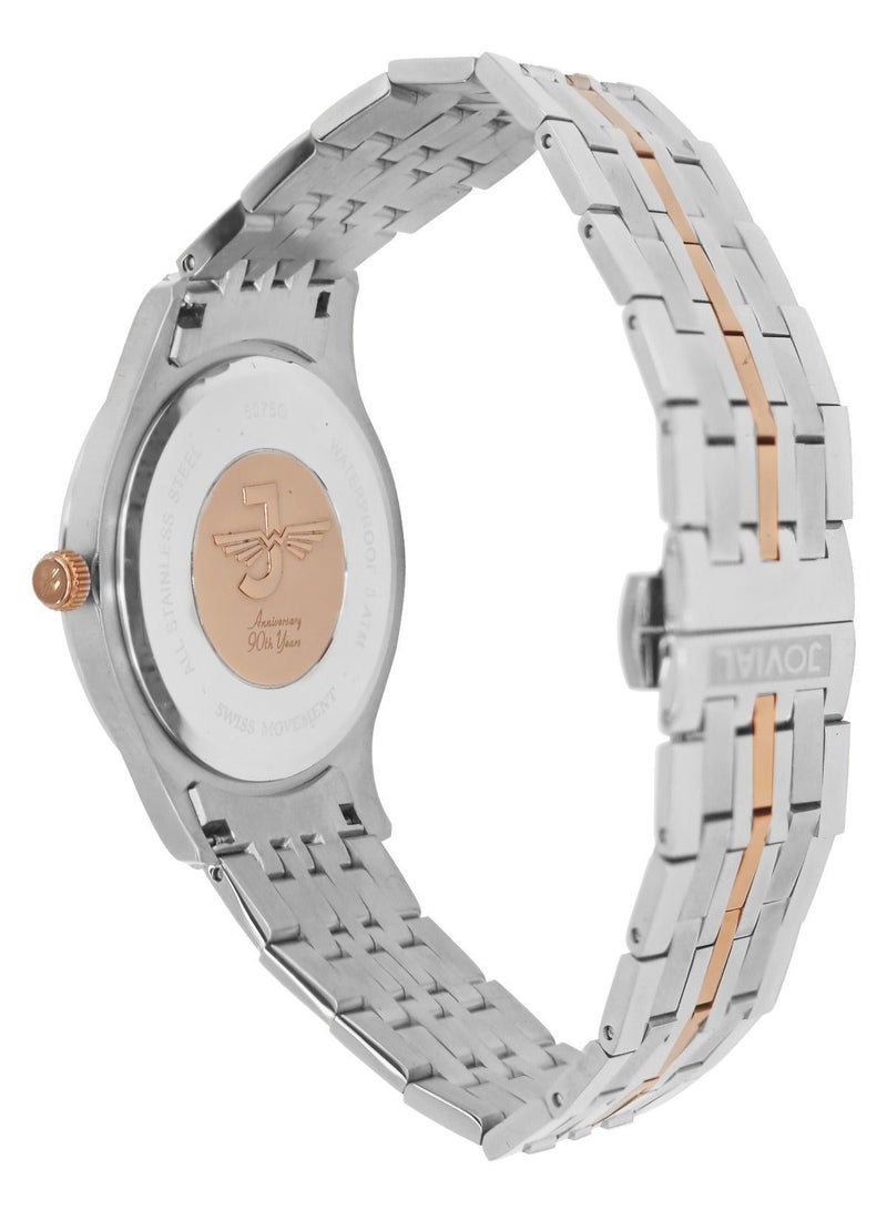 JOVIAL 5075GAMQ02E Men's metal band  Watch, 40mm, Grey Dial - Image 3