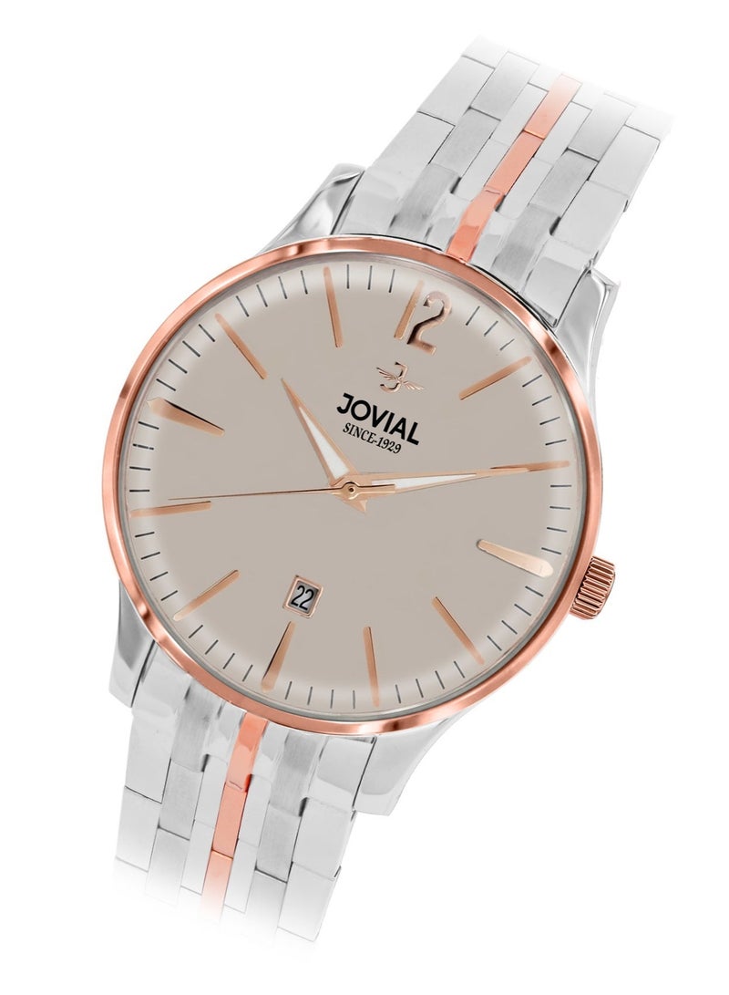 JOVIAL 5075GAMQ02E Men's metal band  Watch, 40mm, Grey Dial - Image 2