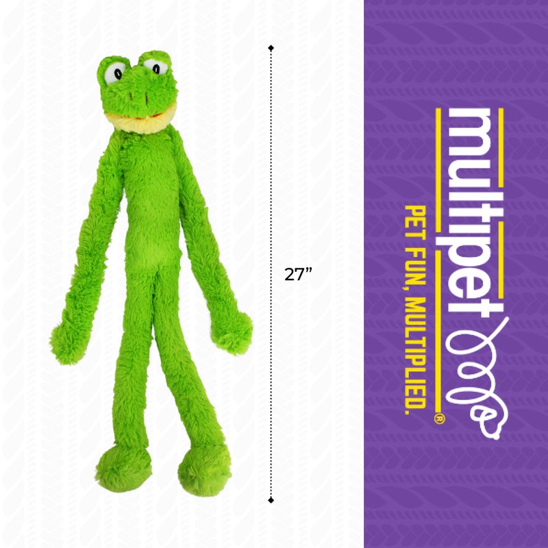 Multipet's Swinging Slevin XXL Oversized 30-Inch Green Frog Plush Dog Toy - Image 5