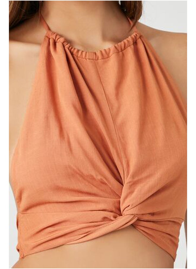 FOREVER 21 - Knotted Halter Crop Top - Image 1