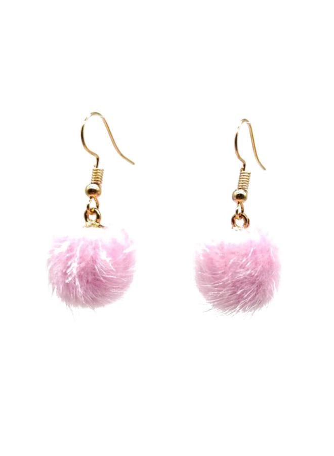 Y2k Cute Girl Winter Plush Ball Earrings Temperament Ear Hook Short Ball Net Red Earrings