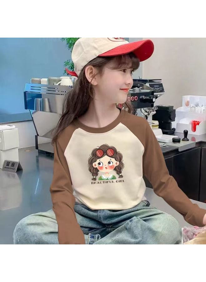 Girls' Fashion Long-sleeve Double-sided Color-block Thermal Inner Top For Older Children, 2025 Autumn And Winter Trendy Base Shirt - Image 2