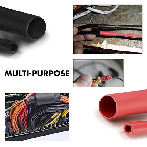 Young4us 2 Pack 3/8" Heat Shrink Tube 3:1 Adhesive-Lined Heat Shrinkable Tubing Black&RED 4Ft - Image 5