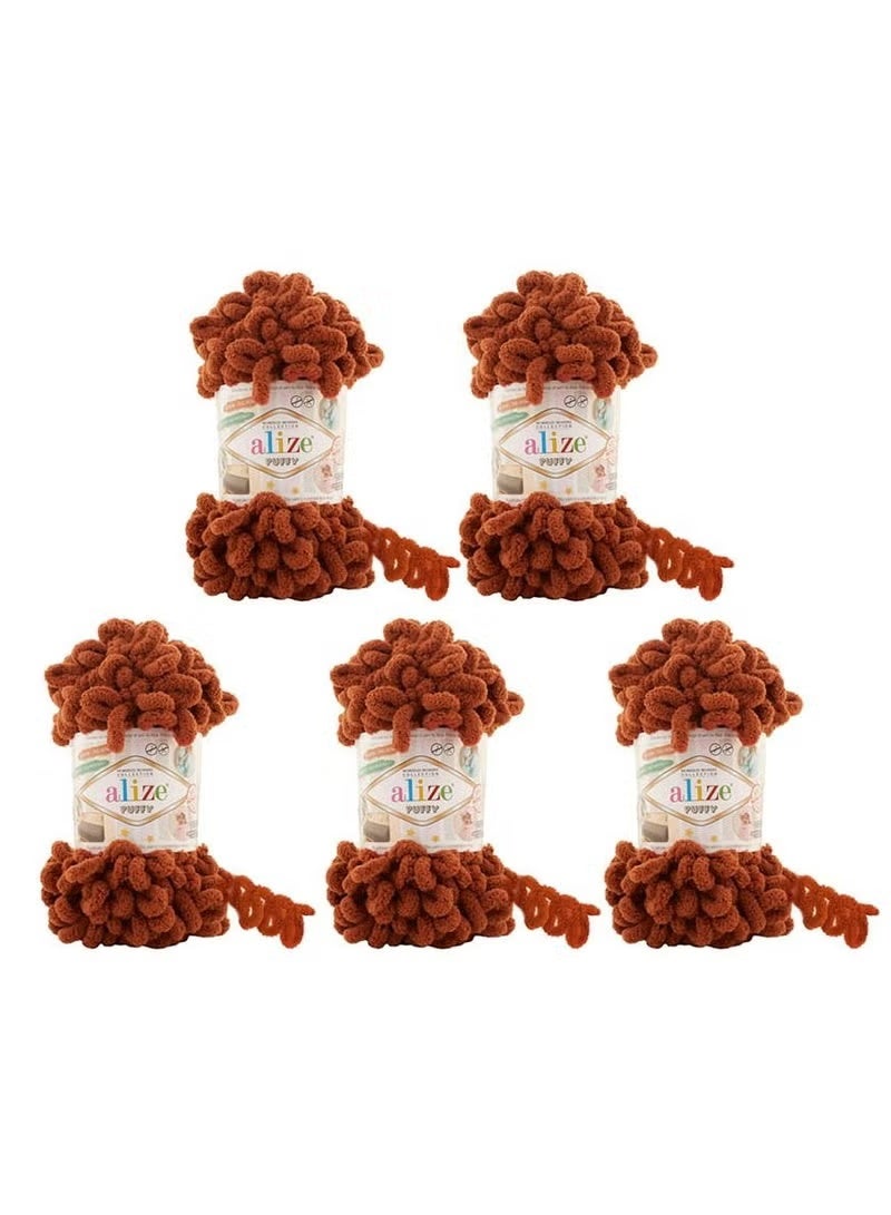 5 Pcs Alize Puffy 597 Micropolyester Hand Knitting Yarn For Blanket