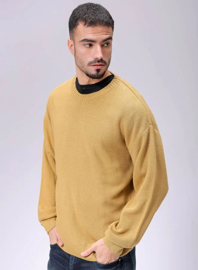 The Indian Garage Co Men Oversized Solid Crew Neck Sweater