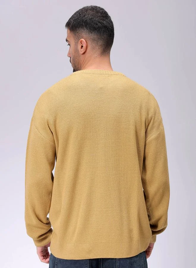 The Indian Garage Co Men Oversized Solid Crew Neck Sweater