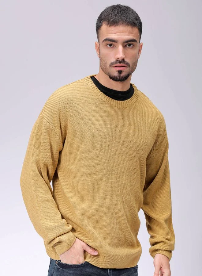 The Indian Garage Co Men Oversized Solid Crew Neck Sweater