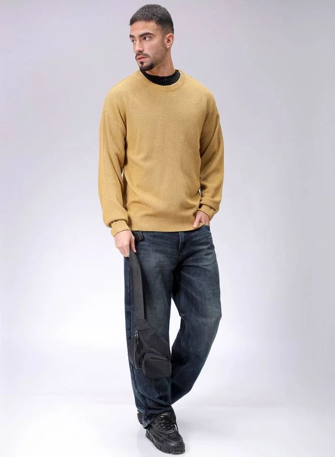 The Indian Garage Co Men Oversized Solid Crew Neck Sweater