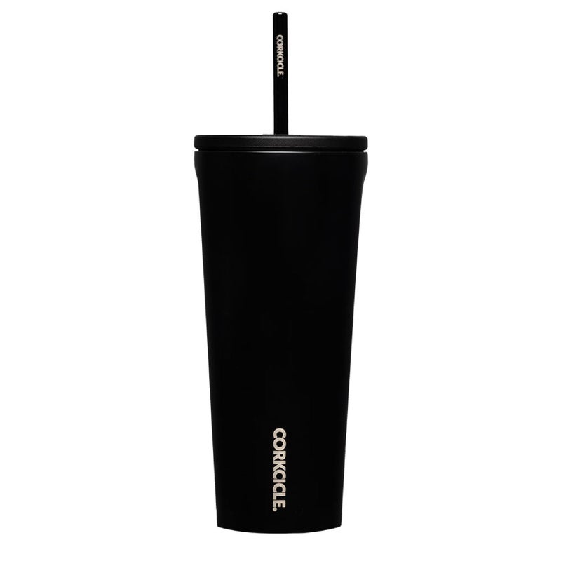 Corkcicle Cold Cup Insulated Tumbler with Lid and Straw, Matte Black, 24 oz – Reusable Water Bottle Keeps Beverages Cold for 12hrs, Hot 5hrs – Cupholder Friendly Tumbler, Lid for Flexible Sipping - Image 1