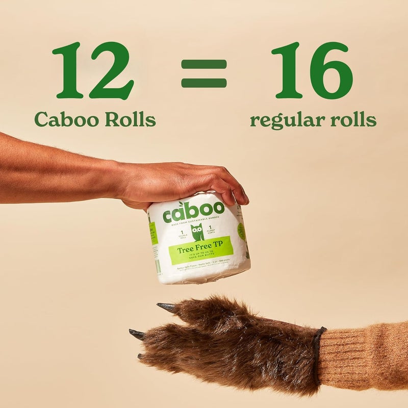 CABOO Tree Free Unbleached Toilet Paper | Plastic Free Packaging, Septic Safe, Eco Friendly, Chemical Free, Non Toxic | 2 Ply Toilet Tissue, Pack of 12 Double Rolls, 300 Sheets Per Roll - Image 5