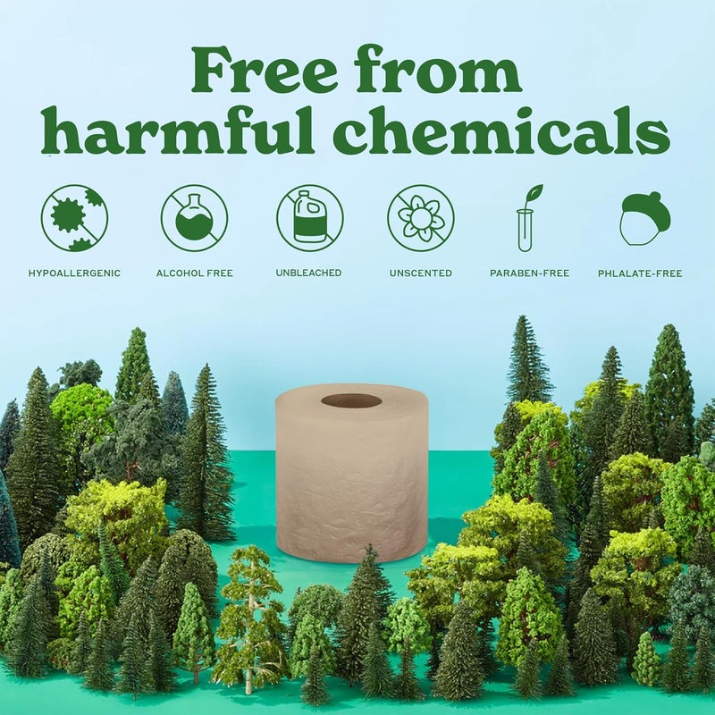 CABOO Tree Free Unbleached Toilet Paper | Plastic Free Packaging, Septic Safe, Eco Friendly, Chemical Free, Non Toxic | 2 Ply Toilet Tissue, Pack of 12 Double Rolls, 300 Sheets Per Roll - Image 4