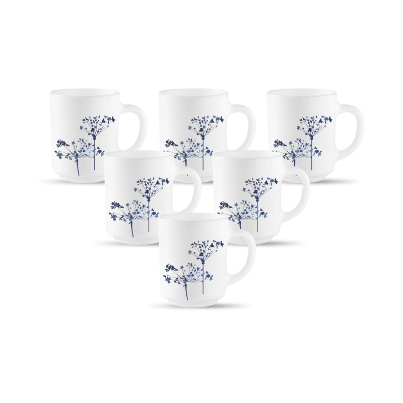 La Opala, Novo Collection Opal Glass Crockery | Coffee Mug Grace Medium, Set of 6 | Aqua Spray, 250 ml | for Tea & Coffee | Microwave Safe | 100% Vegetarian | Extra Strong | Super Light & White - Image 5