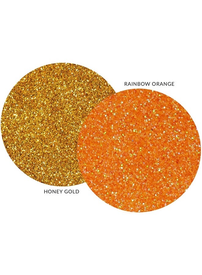 MARBLERS Cosmetic Grade Fine Glitter Duo [Honey Gold & Rainbow Orange] 0.36oz (10g) | Non-Toxic | Vegan | Cruelty-Free | Eyeshadow, Nail Polish, Nail Art | Festival, Rave & Party Makeup | Body & Face - Image 2